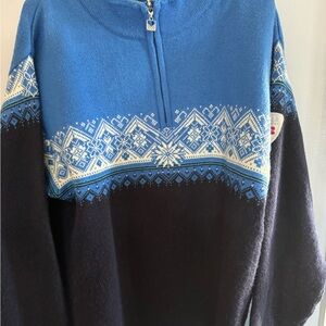 Dale of Norway Blue, Navy & White Zip-Up Nordic Sweater